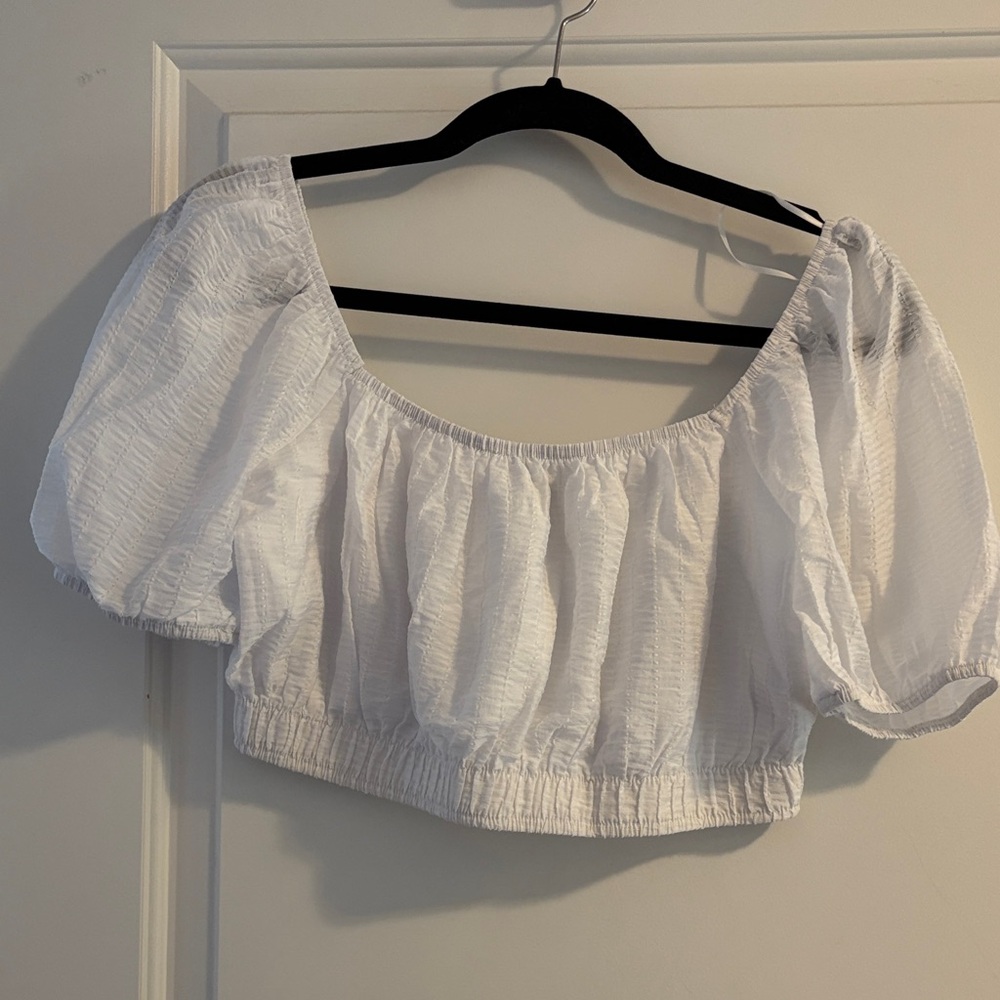 Dynamite White Puff Sleeve Crop Top